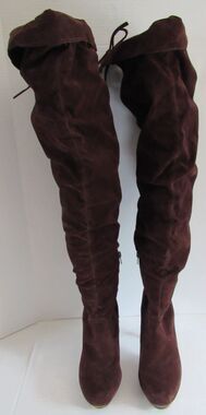 Fahrenheit Womens Dark Brown Over the Knee Tall Boots Faux Suede Size 10